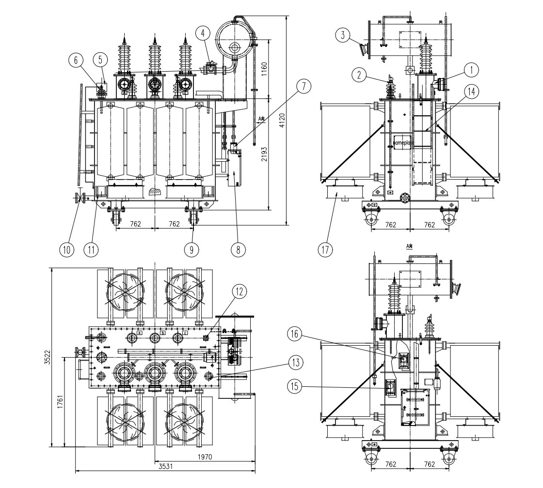 3-Phase Oil Immersed Type Power Transformer